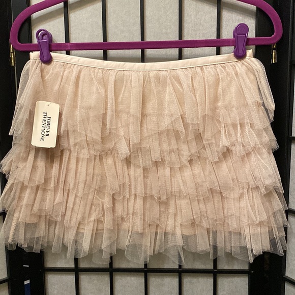 Forever 21 | NWT Nude Tulle Ruffle Skirt Sz S/P - Picture 2 of 6